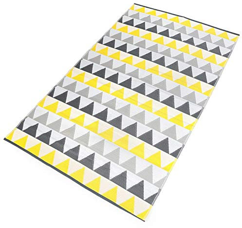 IDMarket - Tapis extérieur Sari Triangles Gris et Jaune 180 x 280 CM