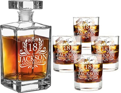 Cadeau d'anniversaire pour lui bouteille whisky personnalisee 700ml avec 4 verres à whisky