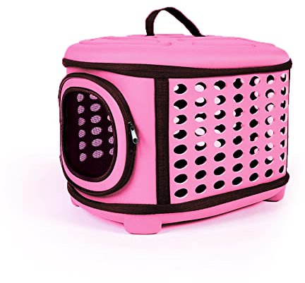 Trasportino Gatto Morbido Confortevole, Trasportino per Cani e Gatti, Gabbietta Morbida per Animali Domestici Ripiegabile, Borsa da Trasporto per Gatti Cani Piccoli (Rosa)