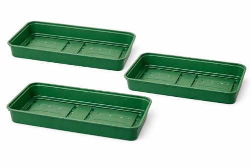 ACCURATE 38cm Seed Tray Set of 3 with Drainage Holes – Forest Green Plant Seedling Starter Trays for Propagation, Germination & Nursery Growing