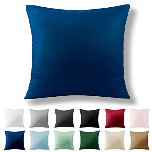 Alreya Renforcé Kissenbezug 80 x 80 cm - 100% Baumwolle mit YKK Reißverschluss, Superweicher Kopfkissenbezug 80x80, Kissenhülle, Blau, nur Kissenbezug