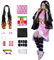 JYakeji 10 Stück Nezuko Cosplay Kostüm Kimono für Kinder Erwachsene Japanisches Anime Kostüm Halloween Kimono Outfit mit Perücke (XXL)