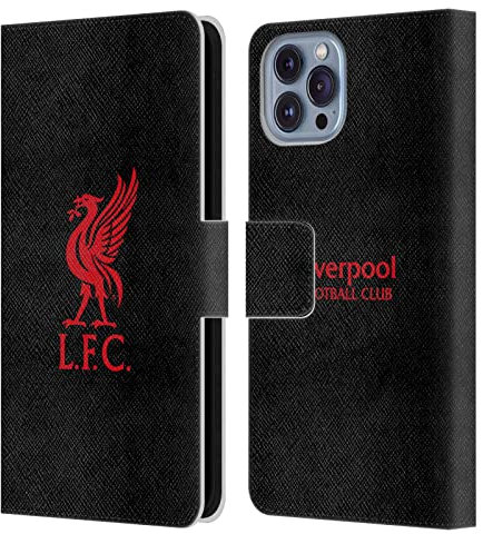 Head Case Designs Officially Licensed Liverpool Football Club Red Logo On Black Liver Bird Leather Book Wallet Case Cover Compatible With Apple iPhone 14