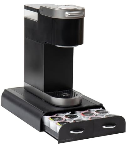 Mind Reader Anchor Collection, 2-Drawer Single Serve Coffee Pod Drawer, 24 Coffee Pod Capacity, Compatible with Keurig Mini Series, Countertop Organizer, Coffee Machine Base, Black