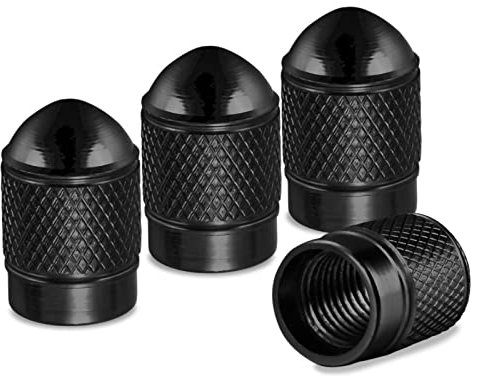 Soleebee Legierung Ventilkappen, Reifen Ventilkappen Autozubehör Universal Ventil Kappen Staubschutz Luftdüsenkappe Auto Dekoration Zubehör für Auto SUV PKW Motorrad Fahrrad (Schwarz, 4 Stück)