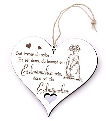 Schild Erdmännchen - Sei immer du selbst. Es sei denn, du kannst ein Erdmännchen sein - 20 x 18 cm - Türschild Deko Erdmännchen
