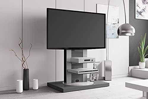 Design TV Schrank Roma H-777nw Grau Hochglanz 360° drehbar TV Möbel Fernsehtisch TV Rack TV Ständer LCD inkl. TV-Halterung