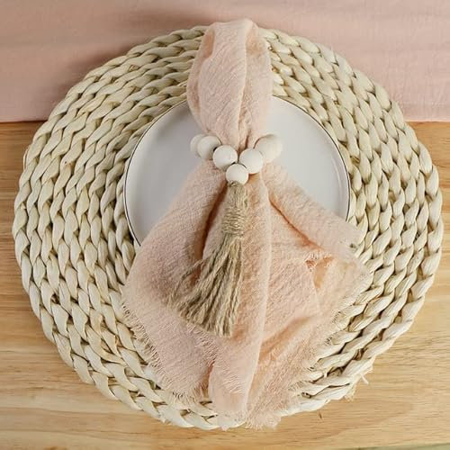 YUWEN 20 STÜCKE 42 x 42 cm Retro Gaze Hochzeit Servietten Baumwolle Seihtuch Weihnachten Tischdekoration Geschirrtücher Dinner Party Tisch Rustikale Dekoration