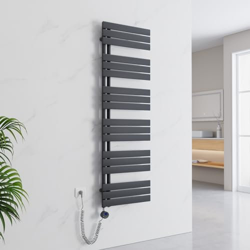 EMKE Seche Serviette Electrique 1599x500 mm, Porte-Serviettes Chauffant avec Thermostat, Chauffe Serviette Salle de Bain Anthracite 1000W,Sèche Serviette électrique