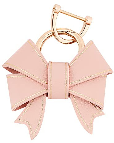 WADORN Portachiavi con Fiocco Da Donna, PU Leather Cute Bow Portachiavi Personalizzato Portachiavi per Auto Borsa Ciondolo per Borsa Ciondolo con Anello A D Decorazioni per Artigianali Regalo, Rosa