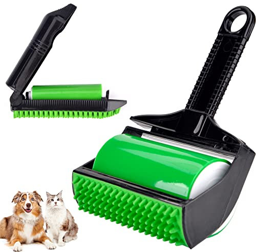 Stick It Roller, Stick It Pet Hair Remover, Fusselrolle Wiederverwendbarer Tierhaar-Entferner, Waschbarer Haarentferner für Kleidung, Tierhaare, Autositze (Grün)