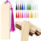 3,2x14cm 24 Stück Holz Blanko Lesezeichen mit 24 Stück Bunten Quasten Set Leeres Bookmark mit Löchern für DIY Handwerk Geschenke Tag Party handgefertigte Dekoration Personalisiert Bastelbedarf