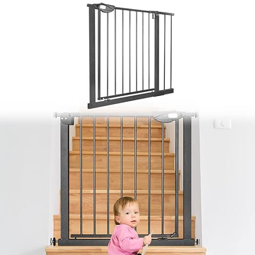 YUENFONG Türschutzgitter Treppenschutzgitter ohne Bohren, 85-95 cm breit Treppengitter Baby Auto-Close Türgitter für Kinder, 180° Zweiwegeöffnung, Schwarz