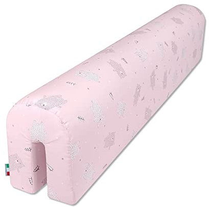 Baby Sanity Paracolpi Lettino Neonato Cuscino Riduttore Lettino Protezione Letto (90 Cm, Orsetto Rosa)