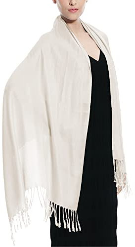 Glory Max Pashmina-Schal für Damen, weich, weich, einfarbig, einfarbig, Elfenbein, 28x72