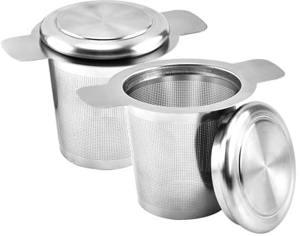 Dzmuero Infusore Per Tisane, Infusore Tè, 2 Pezzi Bustine Di Tè Per Tè Sfuso, Filtro Per Tè In Acciaio Inossidabile Con Coperchio E Manici, A Maglia Fine Per Tè Sfuso