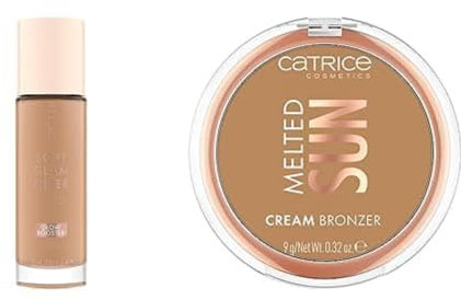 Catrice Soft Glam Filter Fluid, Basis, Nr. 030 (30ml) + Catrice Melted Sun Cream Bronzer, Nr. 020, Braun (9g)