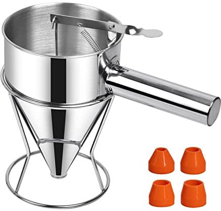 Sopito Entonnoir a Piston, Entonnoir Cuisine Multi-Calibre en Acier Inoxydable avec Support pour Crêpes et Desserts, Entonnoir à Piston 600ml