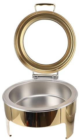 Rundes Catering-Wärmer-Set, Edelstahl, Rund, Buffet-Chafing Dish, Alkohol-Heizung, Heizung, Langlebig für Party (Trisar0sy7kdpzfw-11)