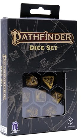 Q Workshop Pathfinder Dice Set: Azlant (7), 16mm to 19mm, Gold