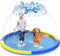 CACSPS Almohadilla Antideslizante de 150cm Pulgadas para niños y Perros, Piscina de aspersor Gruesa para Verano, Juguetes acuáticos para Exteriores (Azul&Amarillo)