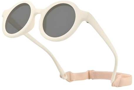 AIDIER Polarisierte Sonnenbrille mit Riemen Outdoor UV400 Schutz Kindersonnenbrille mit Weichem Silikonrahmen Flexible Baby Sonnenbrille Verstellbares Gummiband für 0-3 Jahre Jungs und Mädchen