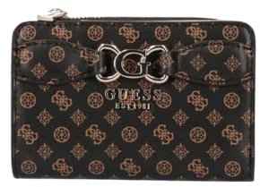 GUESS Arlena Logo Zip Around Card Case Mocha Logo