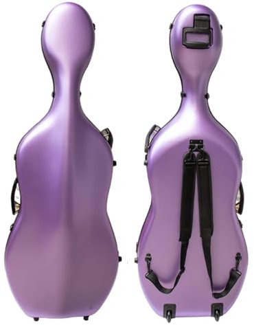 ZoRHac 4/4-Cello-Koffer in voller Größe, robuste Karbonfaser-Hartschalen-Cello-Box, leicht, mit Rollen und Rucksack, robust, tragbar und wasserdicht(Color:Purple)