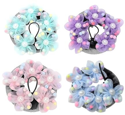 4 Stück Dutt Netz Haarnetz, duttnetz, duttkissen, Bun Frisurenhilfe Stoff Knotennetz, Bun Frisurenhilfe Stoff Knotennetz,für Gymnastik Rhythmische Sportgymnastik Ballett