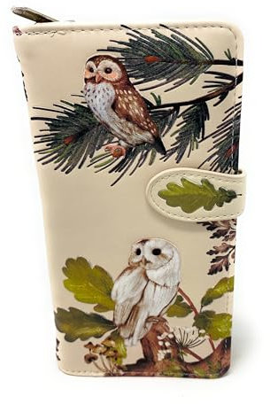 Shag Wear Owl Gathering Geldbörse für Damen und Teenager-Mädchen, veganes Kunstleder, Beige, 17,8 cm