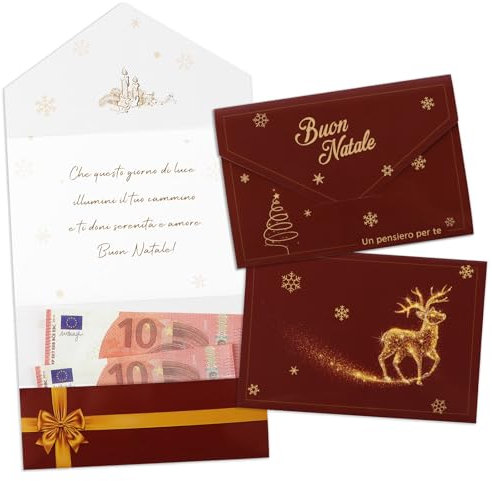 GEBETTER Italienisch 2 Stück 11x16cm Weihnachten Geldgeschenk Verpackung Geld Karte Umschlag Grußkarte Weihnachtskarte Geldkarte Geschenkkarte Gutscheinkarte für Geld Gutschein