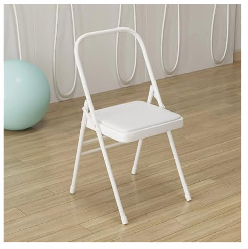 MZZKFC Yoga Stuhl Faltbarer Doppelter Yogastuhl, Rückenfreier Yogastuhl Mit Rutschfesten Füßen, Gleichgewichts-Inversions-Trainingsgerät Für Liegestütze/Core Workout(White)