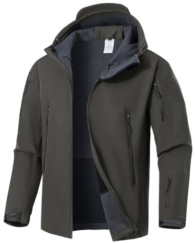 WINKEEY Veste Homme Coupe Vent Blousons Homme Camouflage Veste Manteau Homme Automne Hiver imperméable Veste de Pluie(XXL,Gris)