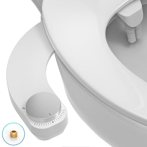Bidet - Bidet Einsatz Für Toilette - Nichtelektrisch Schlankes Bidet WC, Einziehbare Doppeldüsen (Hintere/Weibliche Reinigung) Und Drehknopf Zur Einstellung Des Wasserdrucks (Silber)