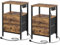 YATINEY Nachttisch 2er-Set, Nachttische mit Ladefunktion, Beistelltische, industrielle Couchtische, 2 Schubladen, für kleine Räume, Wohnzimmer, Schlafzimmer, Büro, Vintagebraun und Schwarz XET02L2CBR