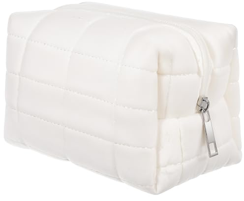 trousse de maquillage pour femme, petite trousse de toilette de voyage blanche, organiseur de rangement pour les essentiels de voiture et sac à