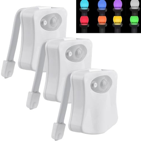 LED Toilettenlicht Nachtlicht, 3 Stück 16 Farben Toilettenlicht mit Bewegungsmelder, Toiletten-Nachtlicht Batteriebetrieben, WC-Sitzlampe für Badezimmer, Toilette, Toilettenbeleuchtung