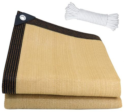 Red de Sombra,Malla Sombra con Ojales, Malla Sombreadora Jardin,Lona Sombra Exterior,Fácil de Colgar,Resistente a Los Rayos UV,Transpirable y Protector Solar,para Pérgola, Jardín (Marrón Claro-3x3m)