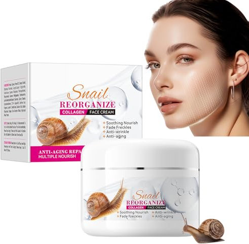 100g Crème de Collagène à l’Extrait d’Escargot,Crème De Collagène,Crème Hydratante Visage,Creme Anti Ride,Améliore l’Élasticité,Hydrate en Profondeur,Réduit les Rides et les Signes de l’Âge