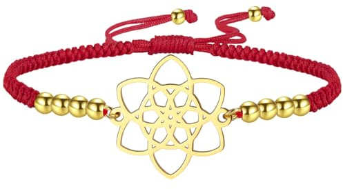 kkjoy Bracciale Regolabile a Corda Intrecciata Fiore della Vita in Acciaio Inossidabile Gioielli Amuleto Eternità Floreale Ispiratore per Donne Affascinante Signore