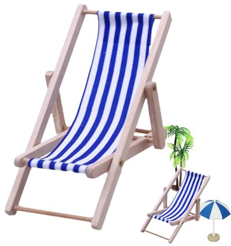 Miniatur Stuhl Hölzerner Deko Liegestuhl Puppenliegestuhl Strandstuhl Handyhalter Deko-Liegestuhl,Miniatur-Strandstuhl -Deko-Liegestuhl Puppen-Liegestuhl, Strandstuhl