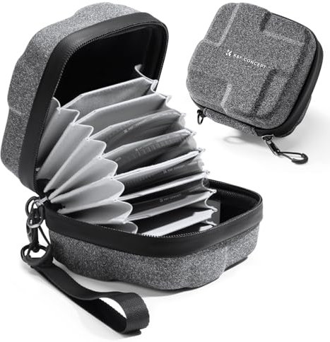 K&F Concept 10 in 1 Lens Filter Case, Hard Shell Camera Filter Pouch Up to 95mm with Hand Strap, Waterproof Camera Lens Filter Storage Wallet for ND UV CPL Filter Pouch (10-Pockets Up to 82mm)