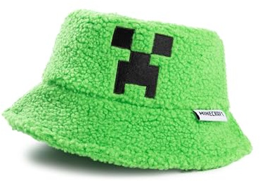Minecraft Creeper Green Borg Bucket Hat | Lässige Kopfbedeckung für Jungen | Gaming-Zubehör für Kinder Charakter-Bekleidung Merch