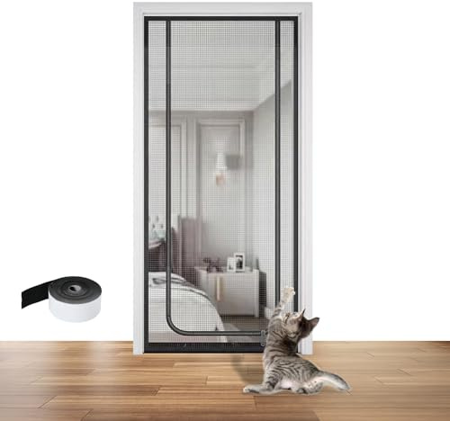 katzengitter Balkontür, Katzennetz für Balkon, Verdickte Haustiergittertür, Cat Screen Katzennetz mit Reißverschluss für Wohnzimmer, Schlafzimmer, Küch (100 X 210 cm)