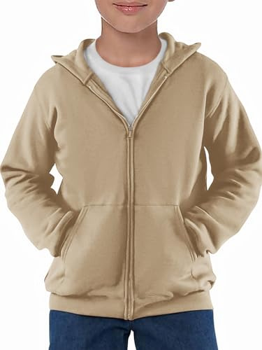 Haloumoning Jungen Sweatjacke Langarm Zip Up Hoodie Kinder Einfarbig Sport Kapuzenjacke Casual Basic Jacke mit Reißverschluss