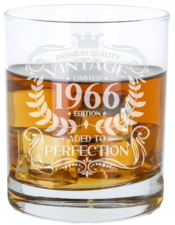 Always Looking Good 60th Birthday Gift for Men Vintage 1966 Aged to Perfection Engraved Whiskey Glass Present for 60 Year Old Etched Whisky Bourbon Scotch Lowball Tumbler Glasses