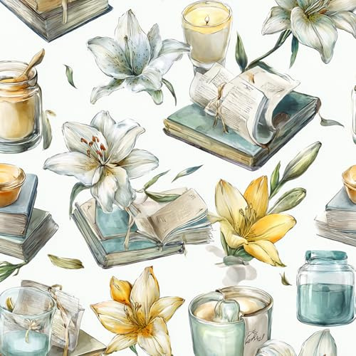 ARiXIaNg Lily Book Peel and Stick Wallpaper Retro Contact Paper with Waterproof Stain-Resistant Surface for Boys Girls Teen Bedroom Living Room Kitchen 17.3x118