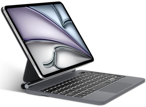 SENGBIRCH Magic Tastatur mit Hülle für iPad Air 11 M4 2026/M3 2025/M2 2024 - Deutsches QWERTZ Layout Hintergrundbeleuchtung Multi-Trackpad Keyboard für iPad Pro 11 Zoll (4.-1.), Schwarz