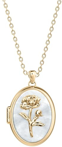 Fossil JF04976710 Damen Collier Blume Edelstahl Gold weiß Perlmutt 45,7 cm