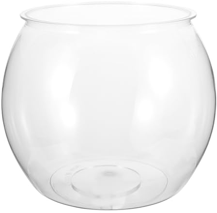 VILLCASE Fish Bowl 5l Flat Bottom Plastic Fish Tank for Goldfish and Stone Turtle, Sturdy High Transparency Material with Wear-resistant Feature, Suitable for Living Room and Guest Room
